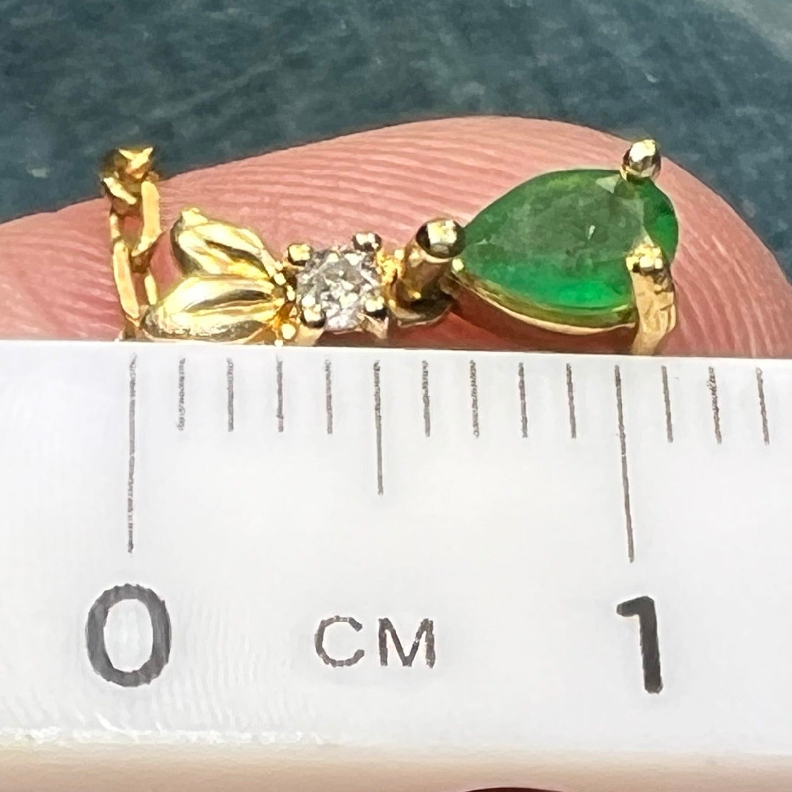 14k Yellow Gold Emerald Teardrop & Diamond Necklace. Festoon Bib