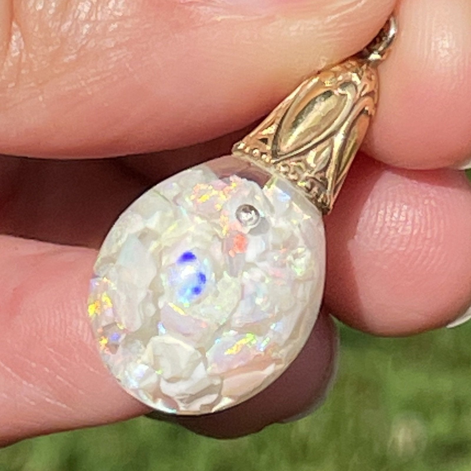 Floating Opal Pendant Necklace in 14kt White Gold | Ross-Simons