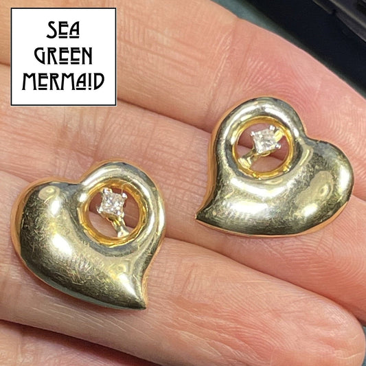 14k Yellow Gold FULL HEART Earring Enhancer Jackets. Large