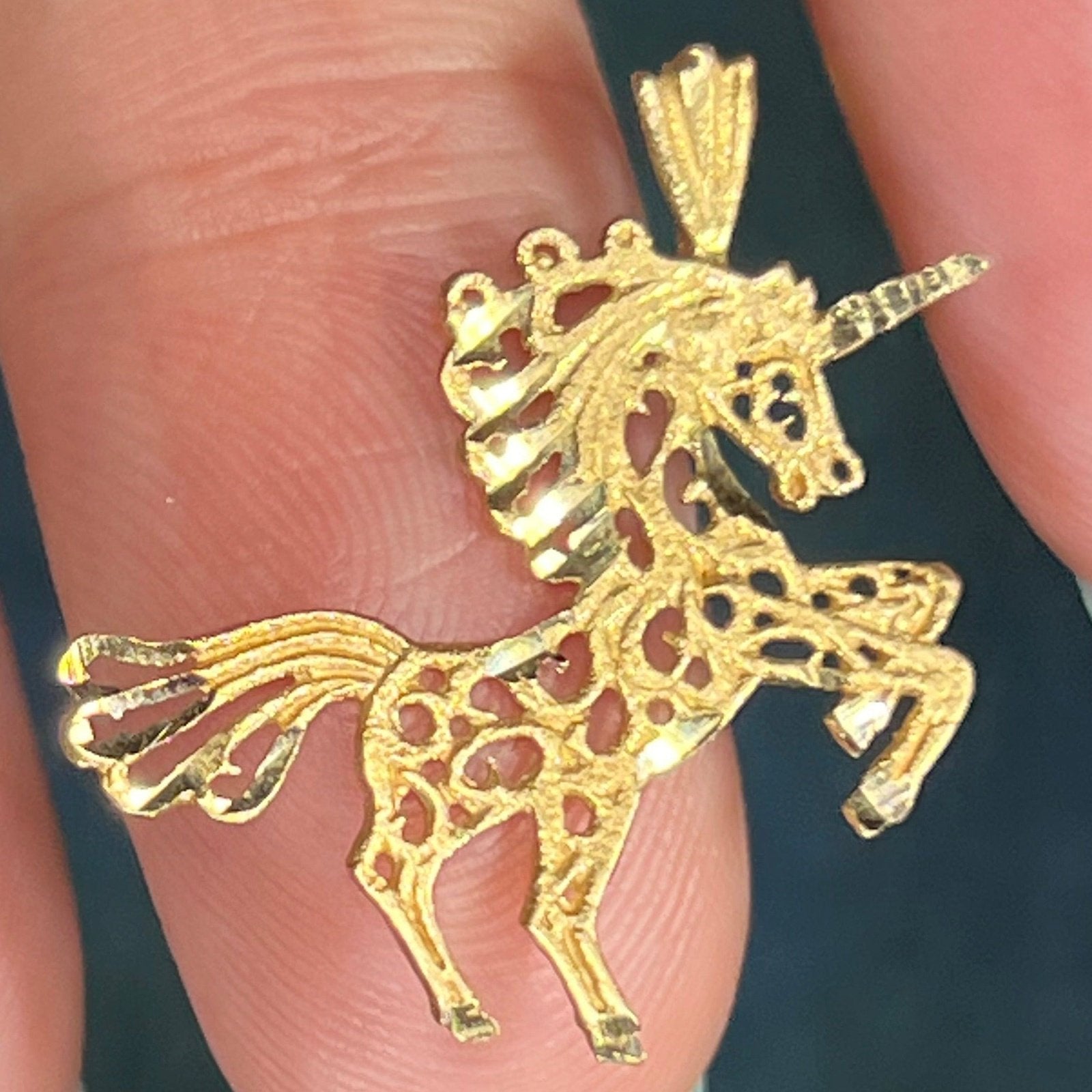 Solid gold sales unicorn pendant
