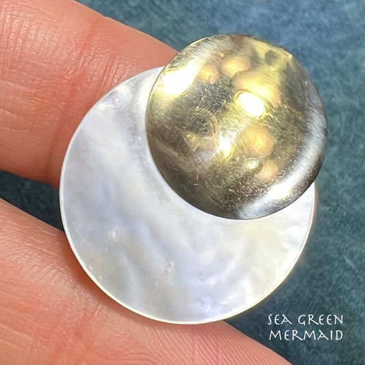 14k Yellow Gold Full MOON Lunar Eclipse Mother of Pearl Pendant - A