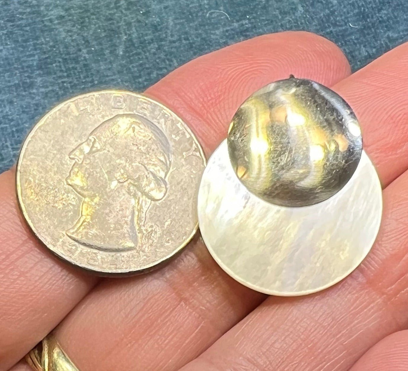 14k Yellow Gold Full MOON Lunar Eclipse Mother of Pearl Pendant - B