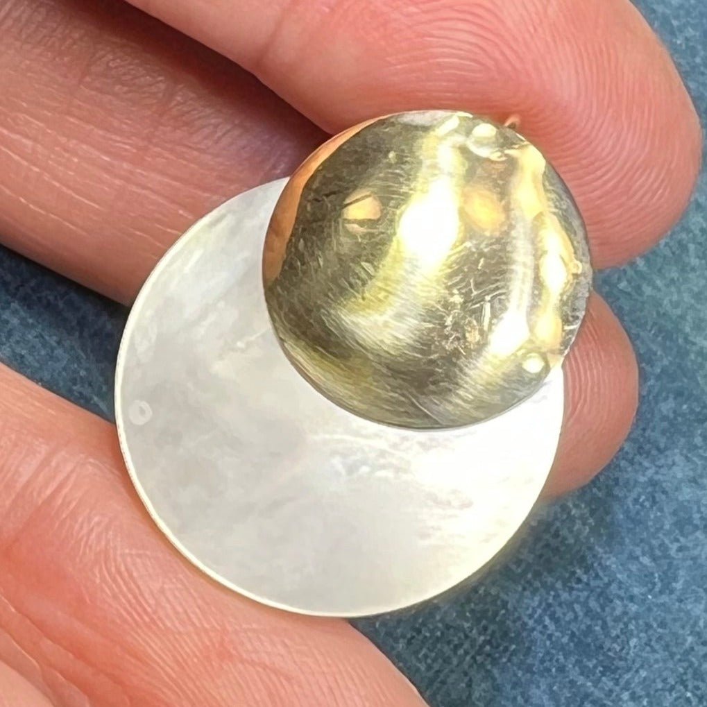 14k Yellow Gold Full MOON Lunar Eclipse Mother of Pearl Pendant - B