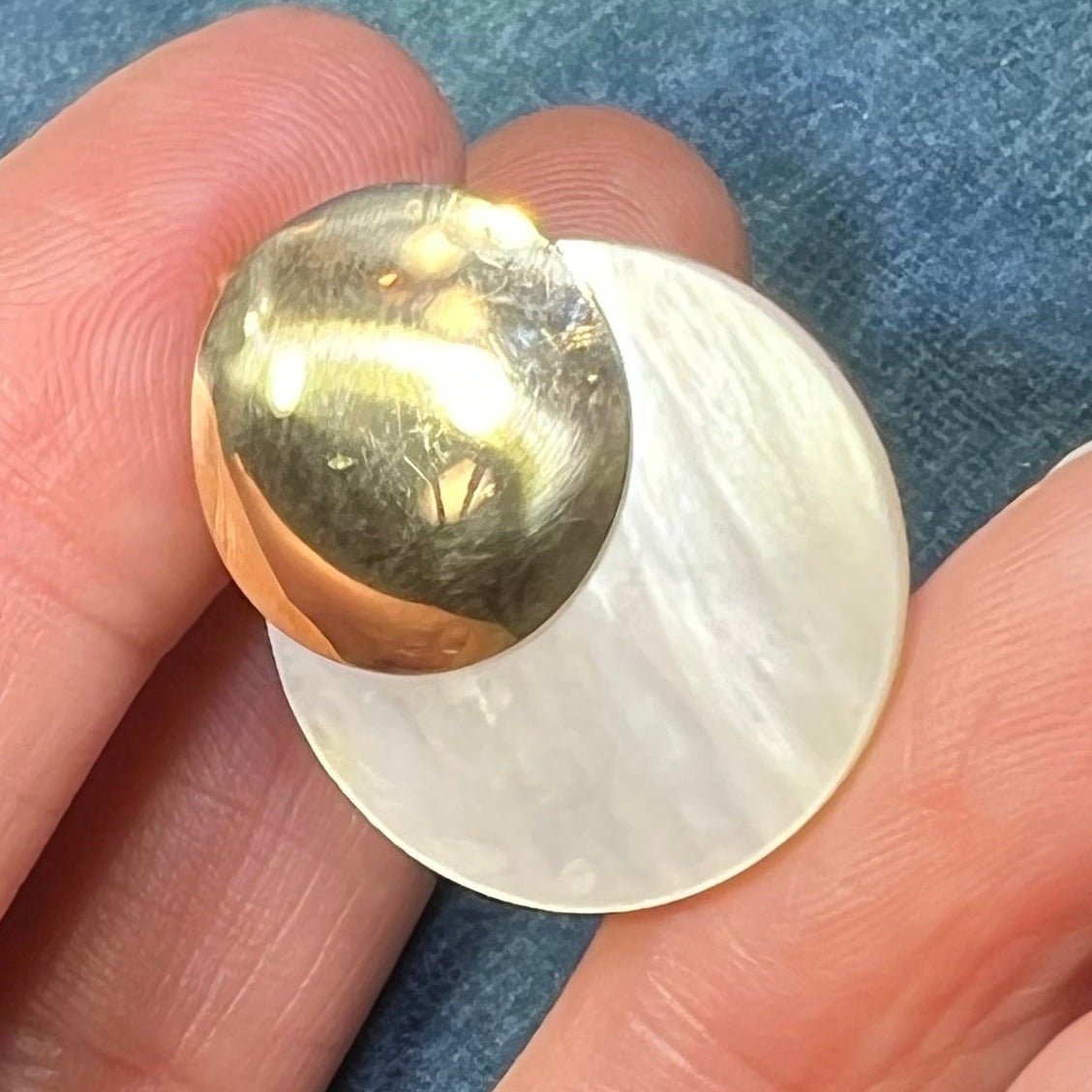 14k Yellow Gold Full MOON Lunar Eclipse Mother of Pearl Pendant - B