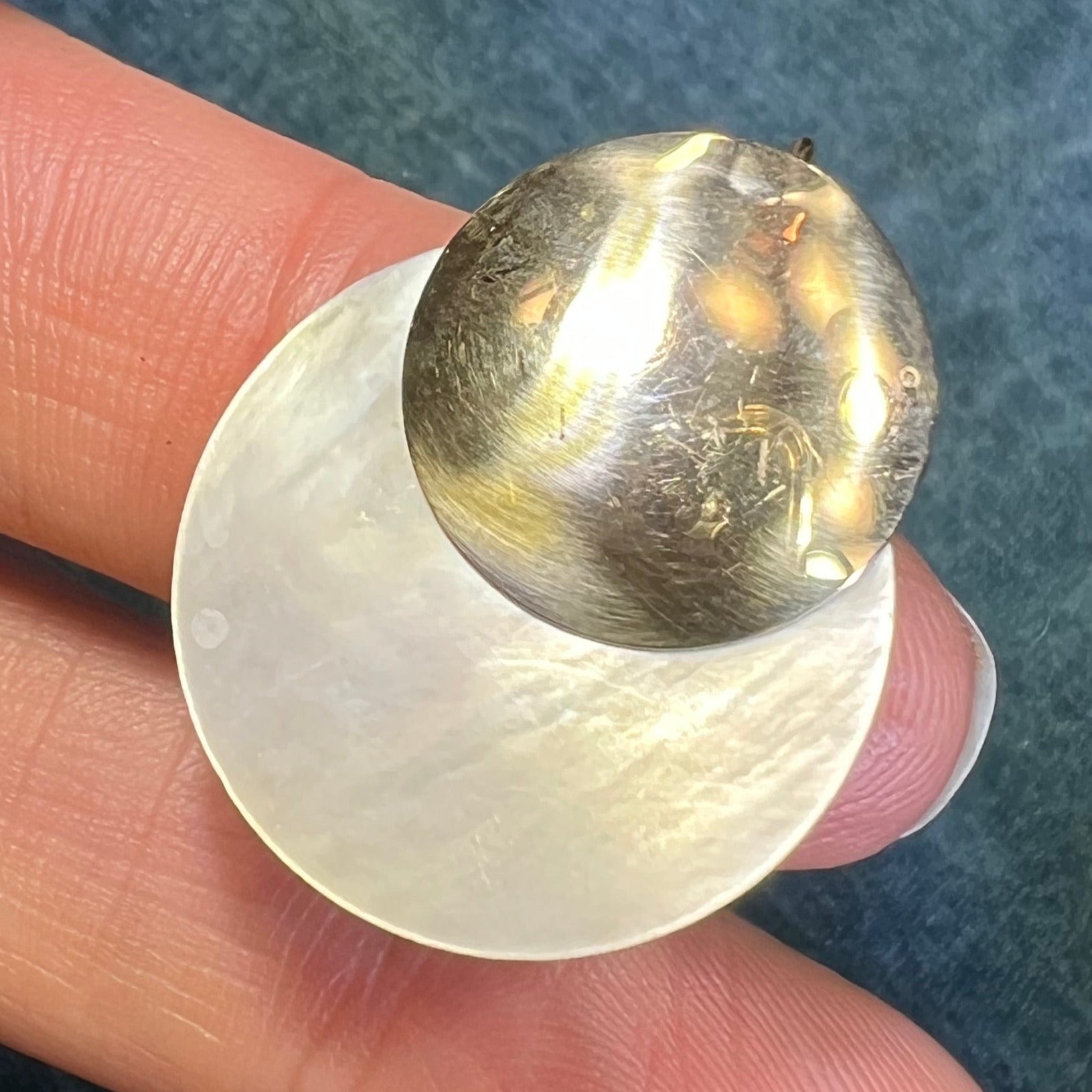 14k Yellow Gold Full MOON Lunar Eclipse Mother of Pearl Pendant - B