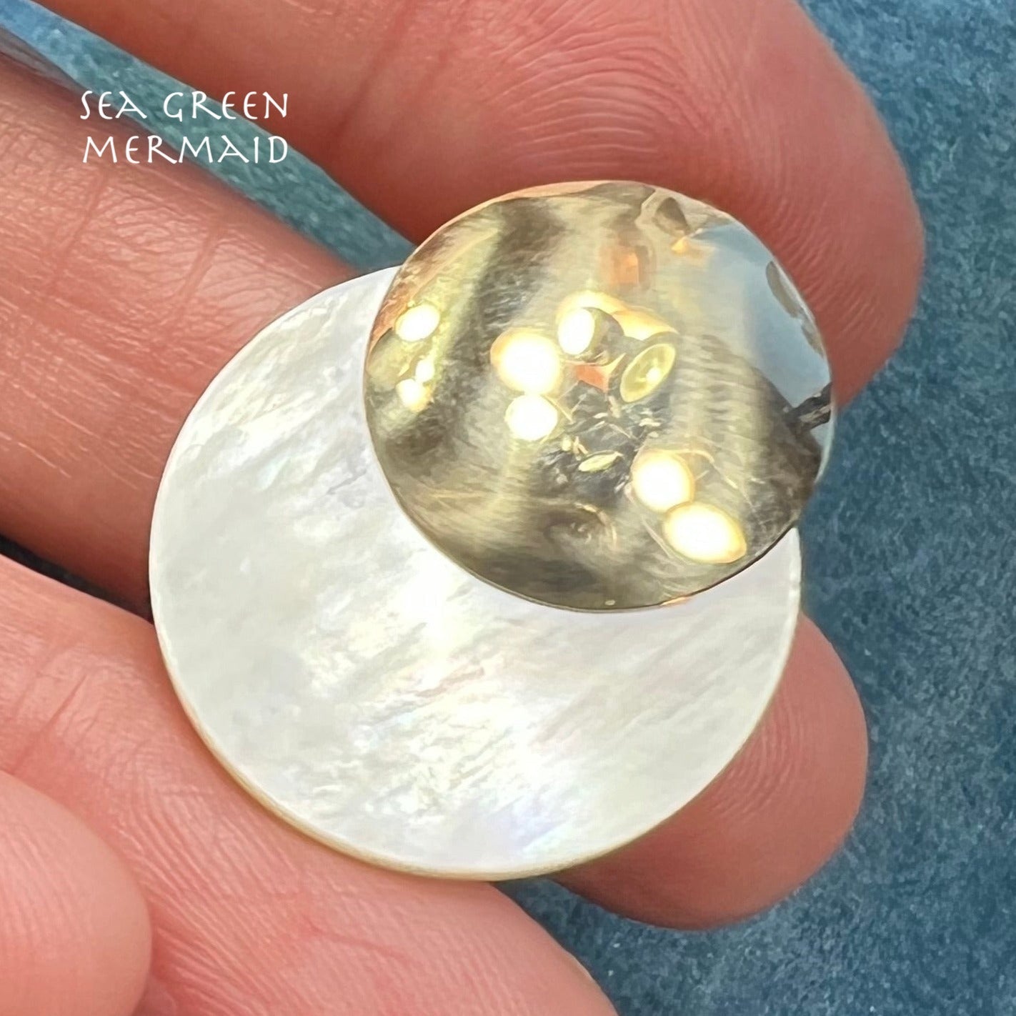 14k Yellow Gold Full MOON Lunar Eclipse Mother of Pearl Pendant - B