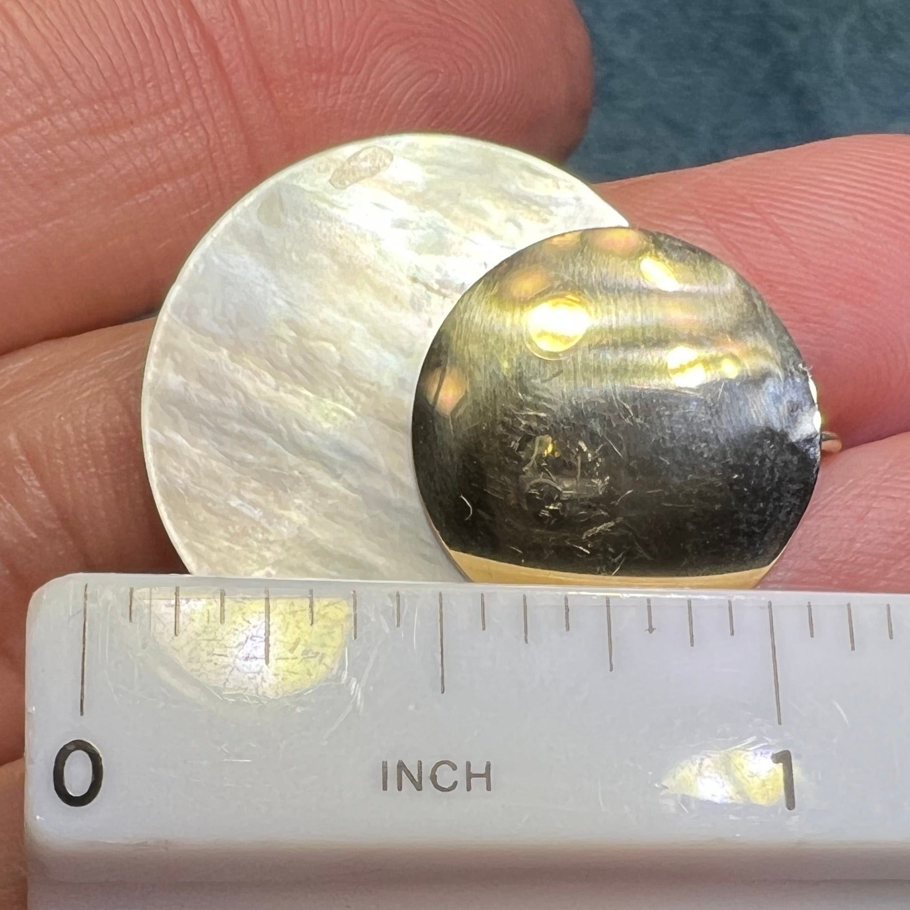 14k Yellow Gold Full MOON Lunar Eclipse Mother of Pearl Pendant - B