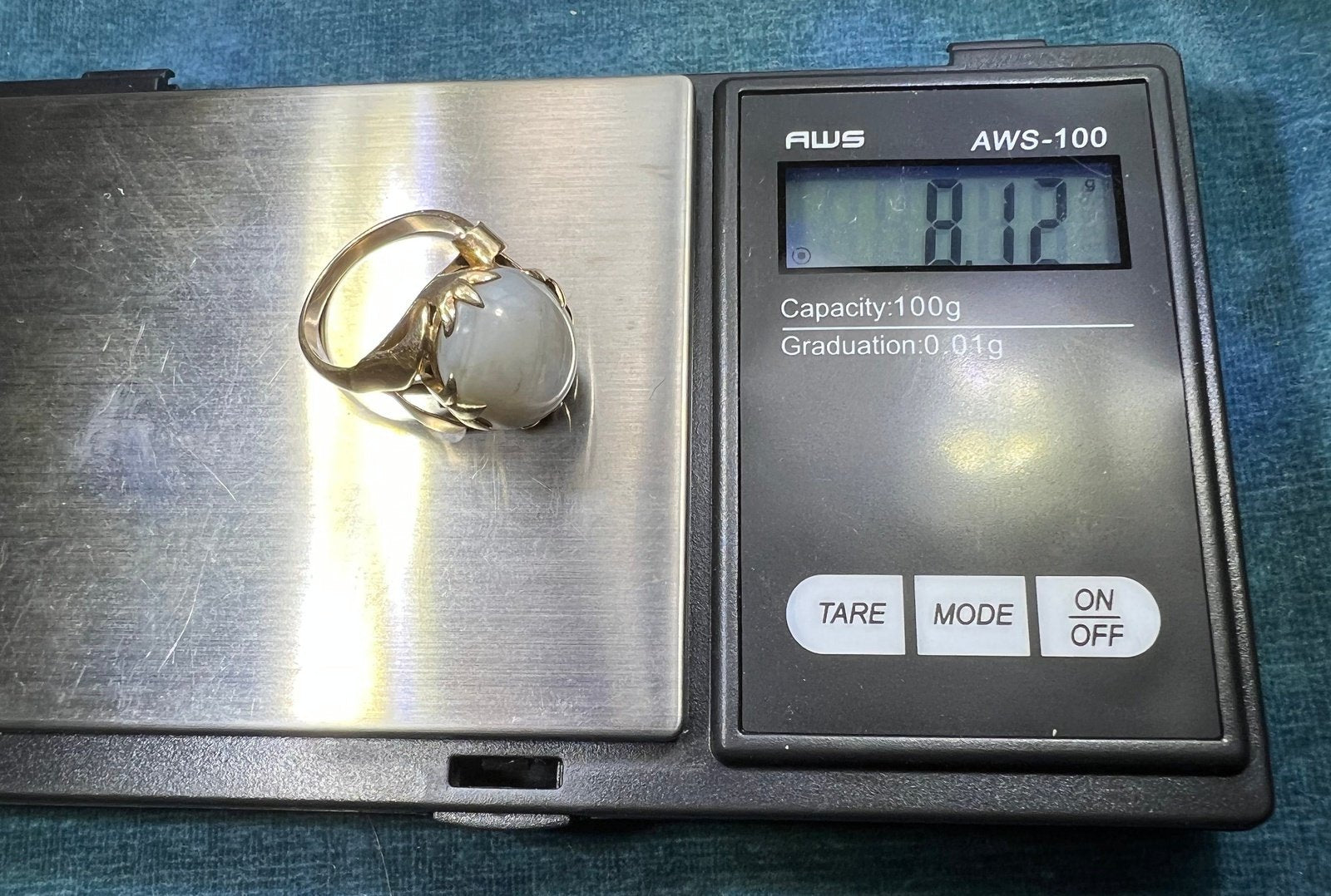 14k Yellow Gold Gray Star Sapphire Ring. Lotus Blossom Prongs *VIDEO*