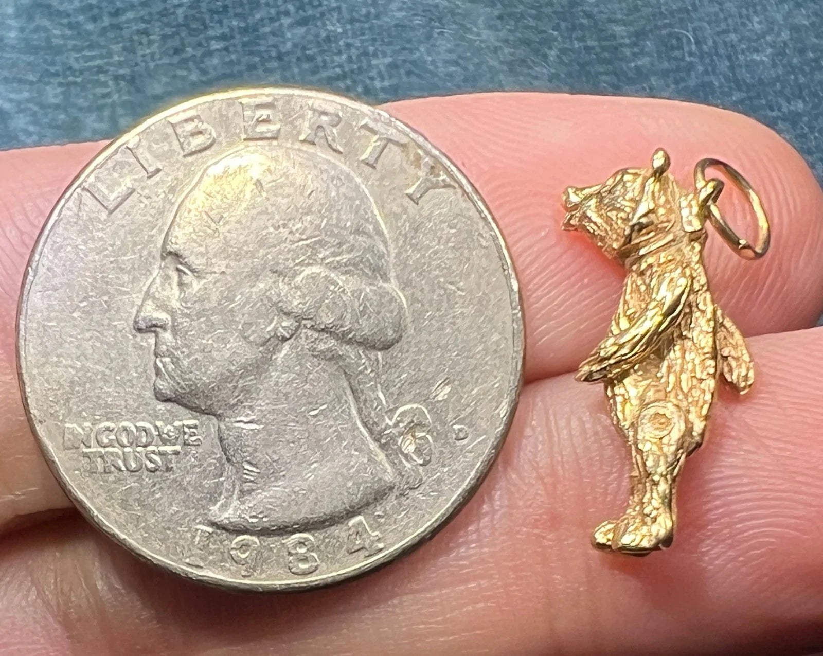 14k Yellow Gold Honey Bear Pendant. Arms & Legs Move *Video*
