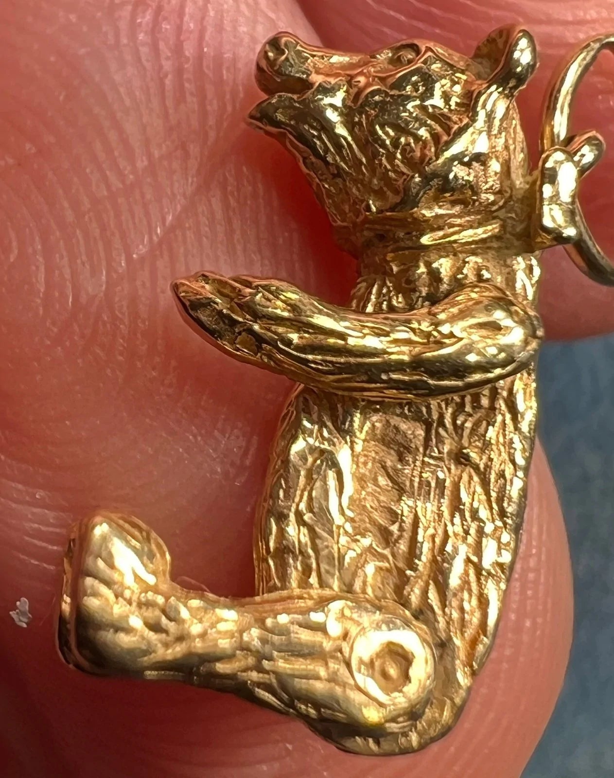14k Yellow Gold Honey Bear Pendant. Arms & Legs Move *Video*
