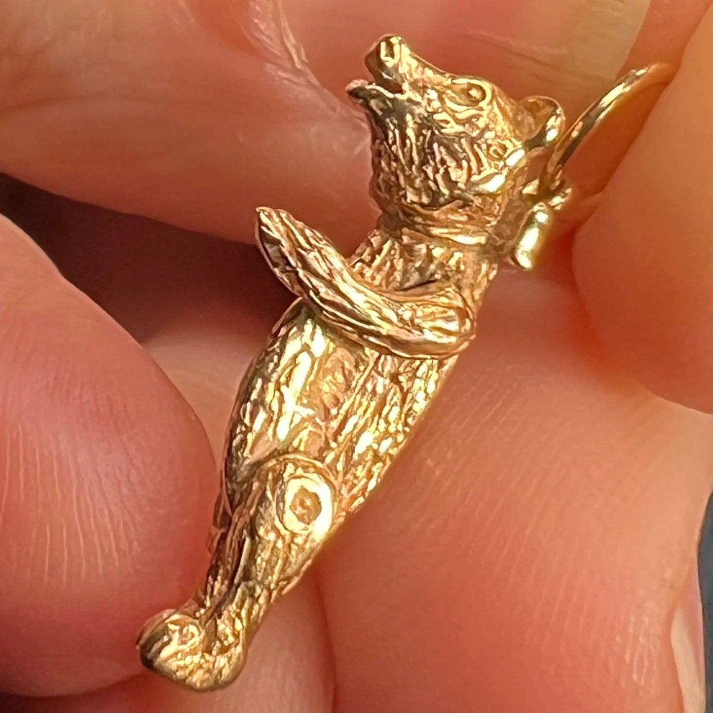 14k Yellow Gold Honey Bear Pendant. Arms & Legs Move *Video*