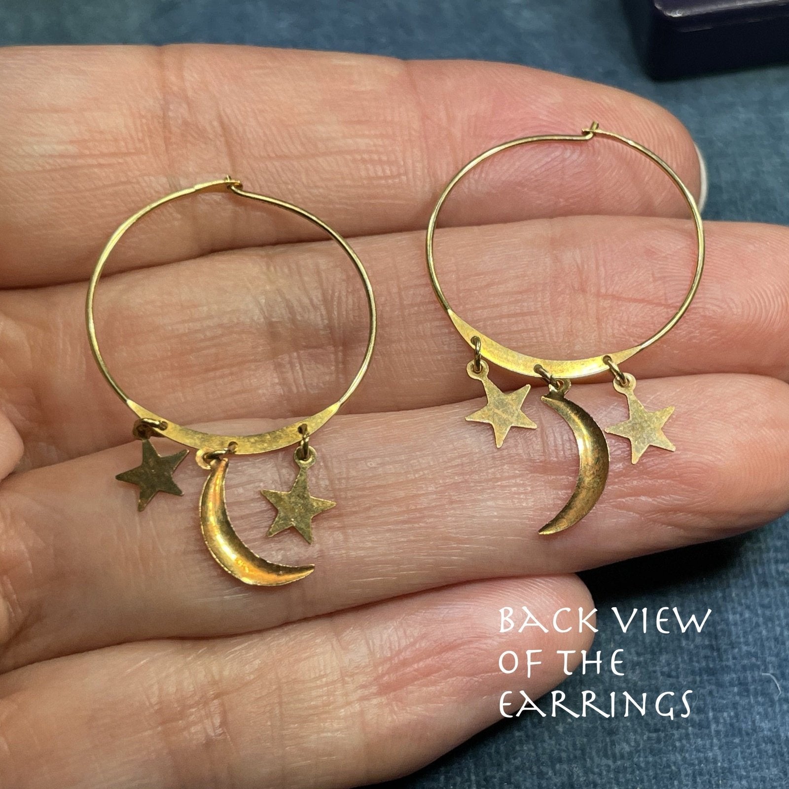 Crescent moon cheap hoop earrings