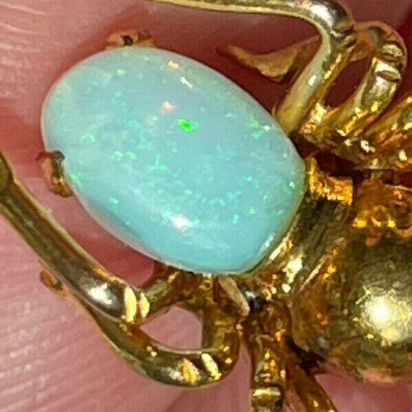 14k Yellow Gold Insect Bug Critter w Ruby & Pinfire Opal Pendant **TINY!* 21_117