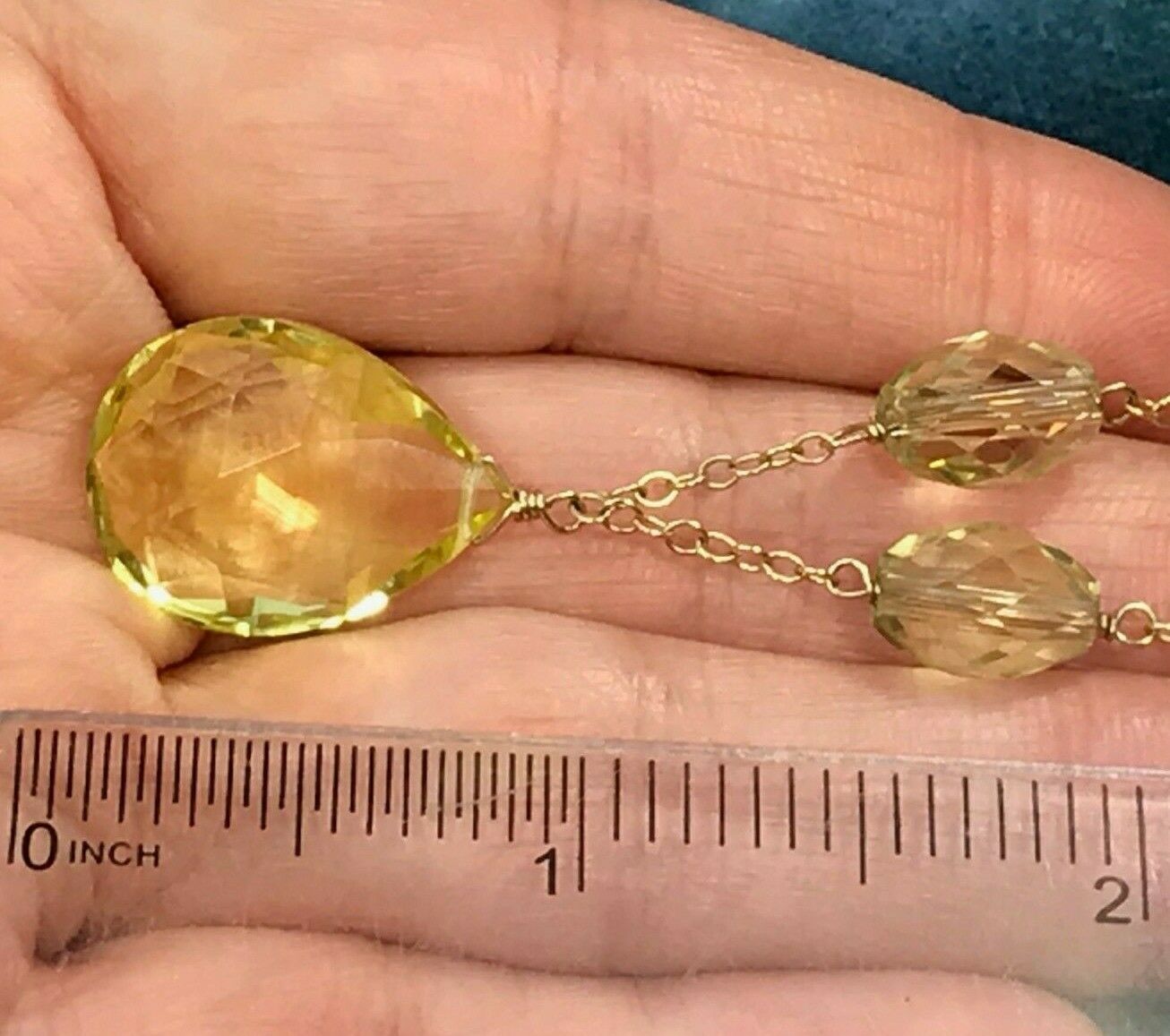 14k Yellow Gold Lemon Citrine Briolette By-the-Yard Necklace. 9g