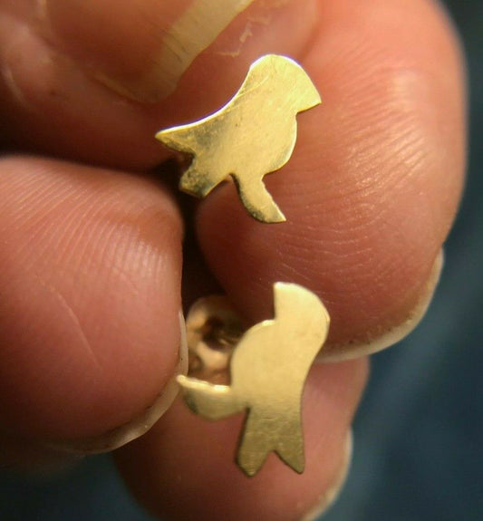 14k Yellow Gold "Love Birds" Stud Earrings. Tiny! -K4L4J