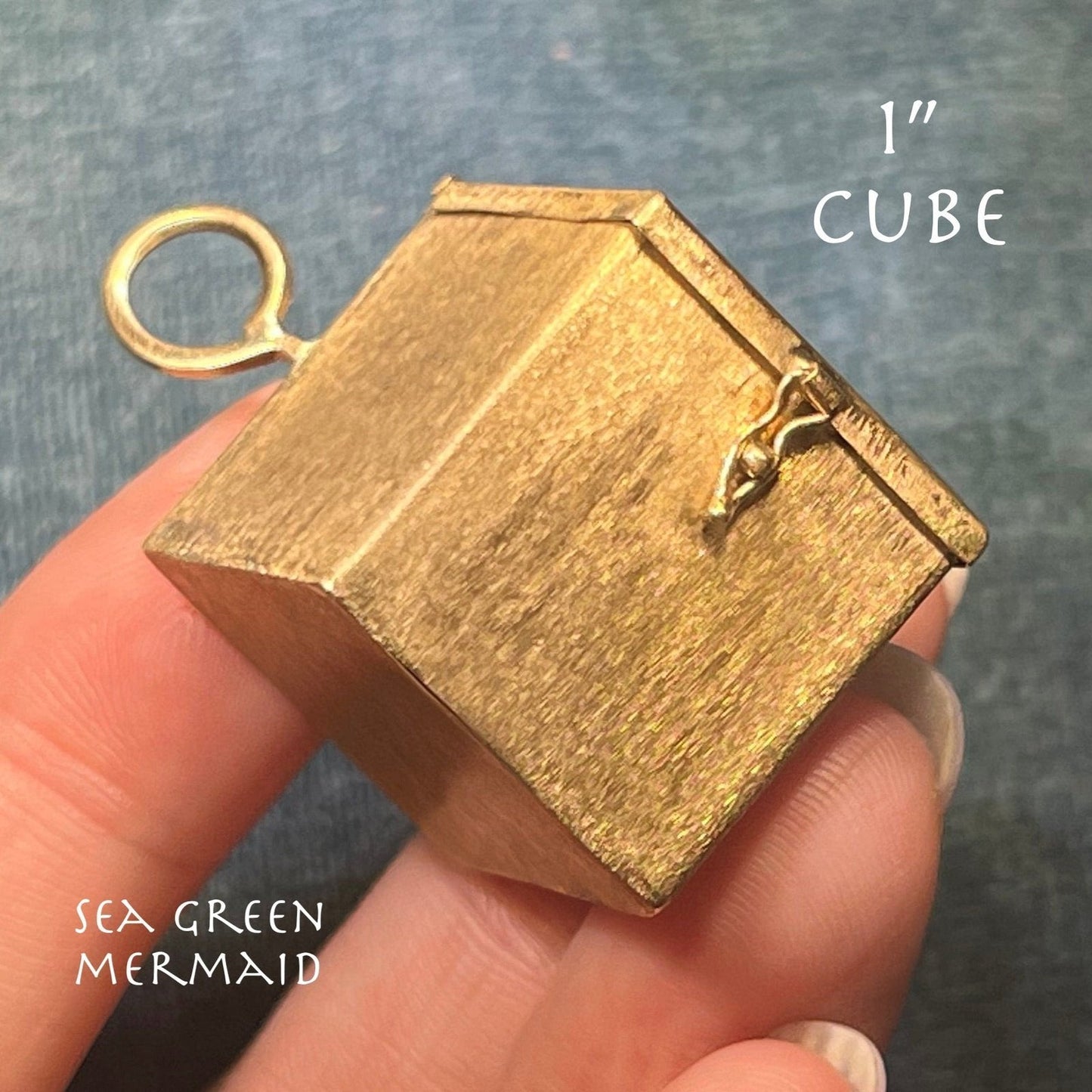 14k Yellow Gold Memento PILLBOX Pendant. 1" Cube. 8g **VIDEO**