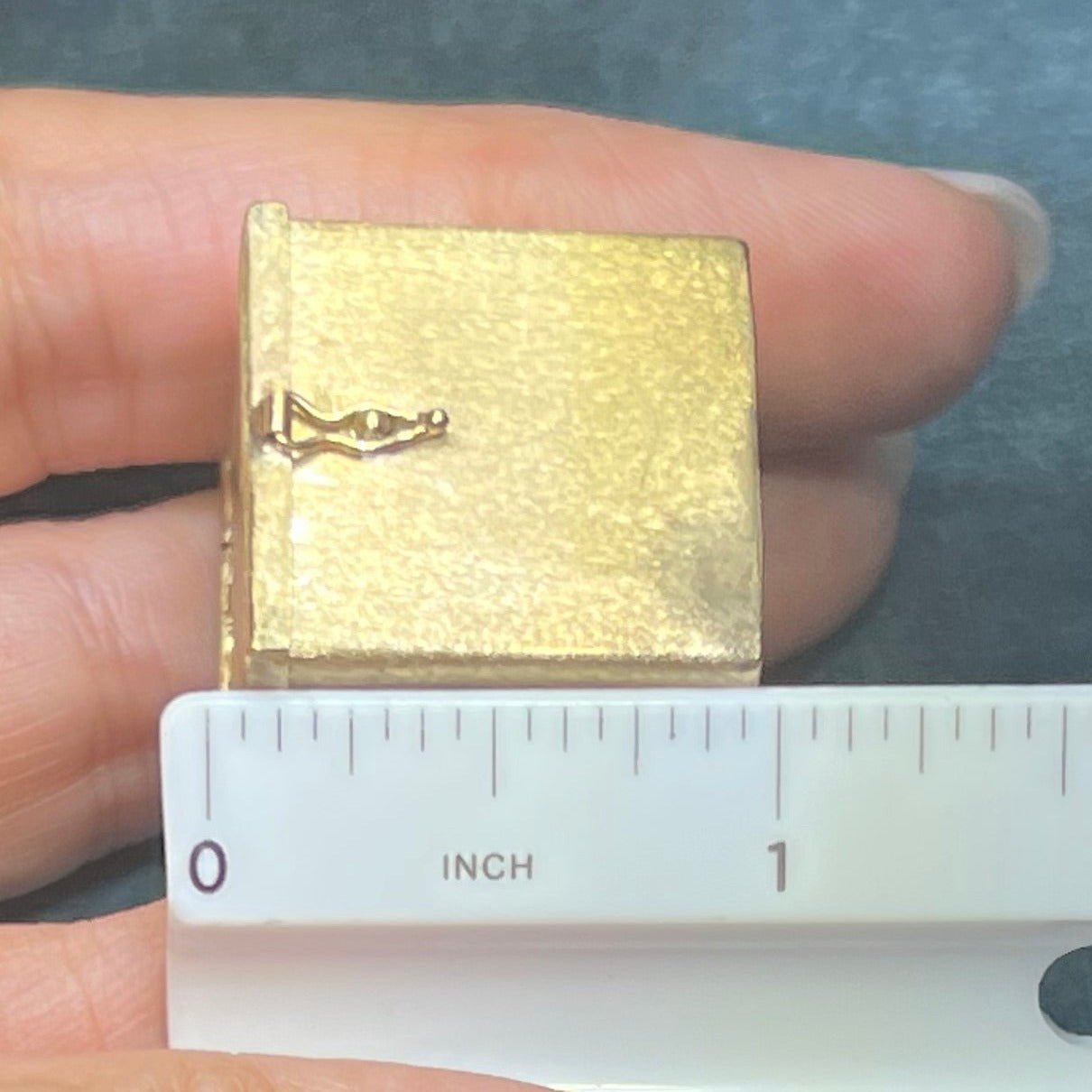 14k Yellow Gold Memento PILLBOX Pendant. 1" Cube. 8g **VIDEO**