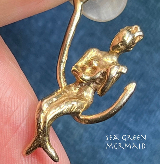 14k Yellow Gold *Musical Mermaid* w Ukelele Pendant. Fish hook