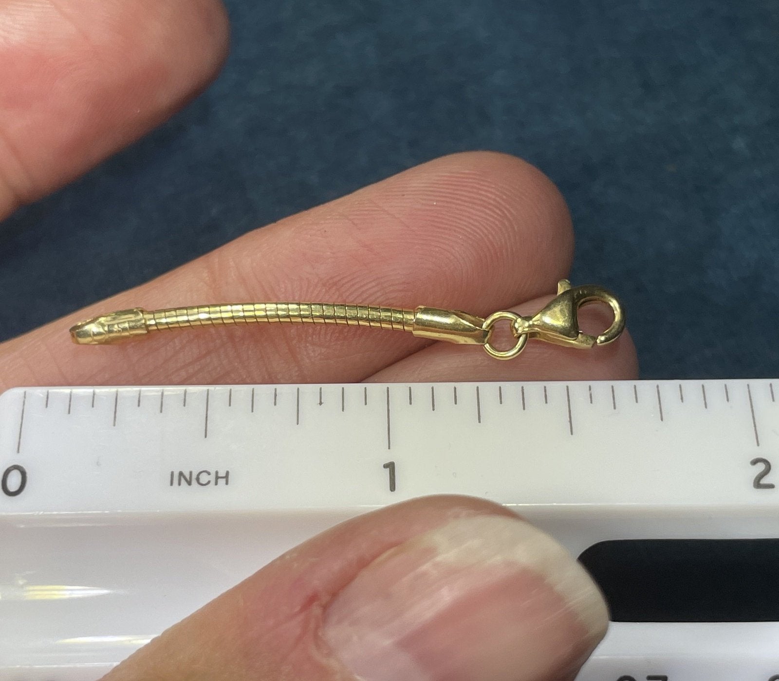 14k Yellow Gold Omega Chain Necklace 1.5 Extender. Lobster Clasp Sea Green Mermaid
