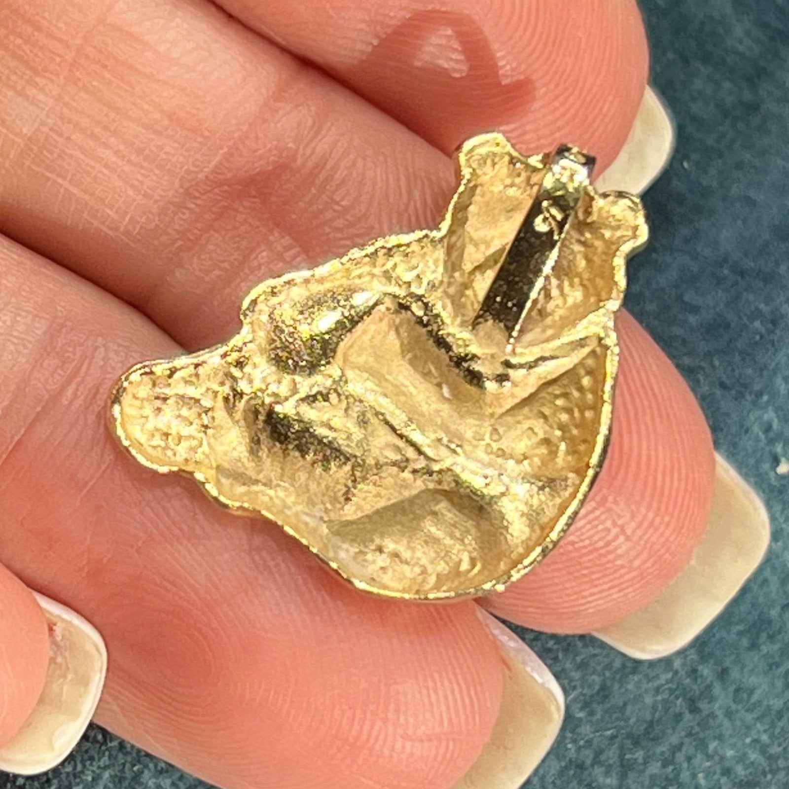 14K Yellow Gold Panda Bear Charm Pendant. 3D Diamond Cut
