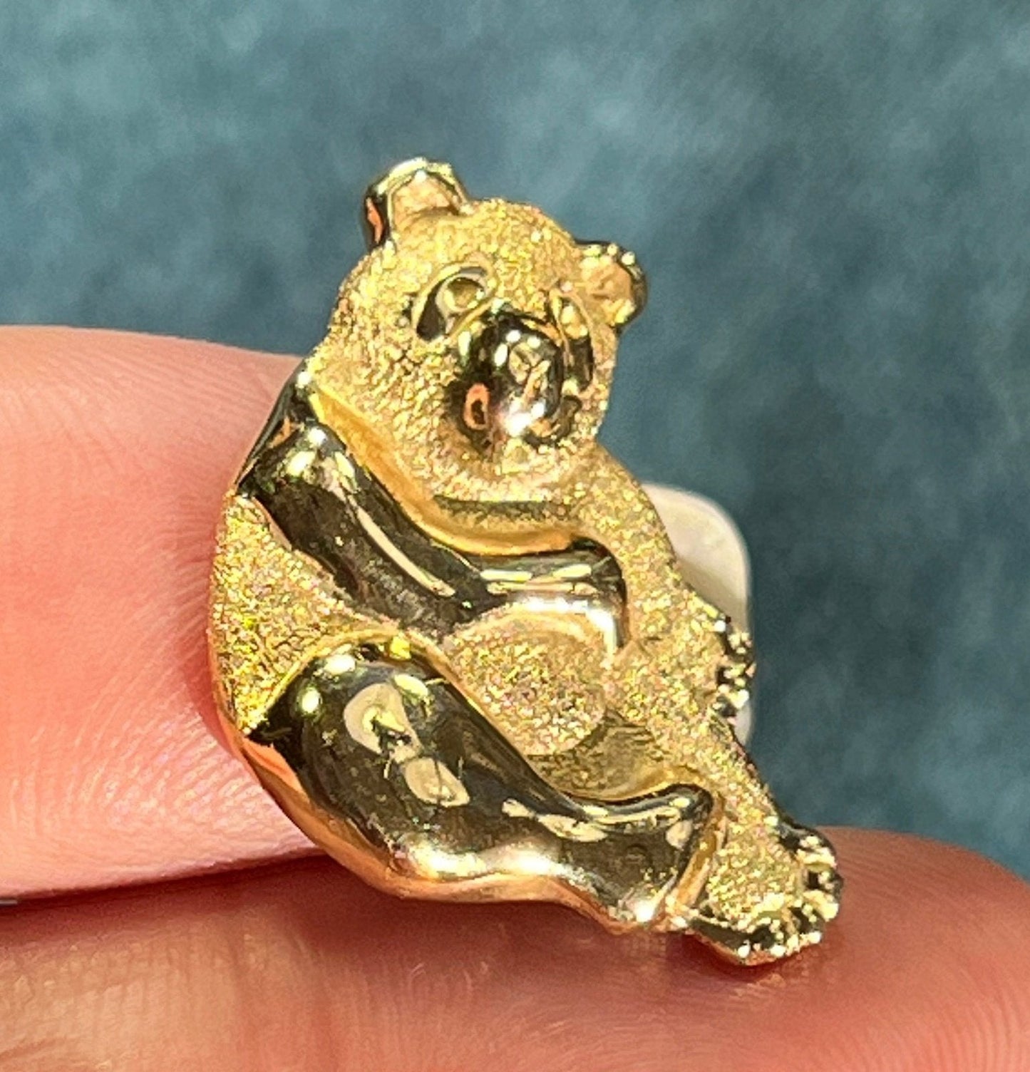 14k Yellow Gold Panda Bear Charm Pendant. 3D Diamond Cut – Sea Green Mermaid