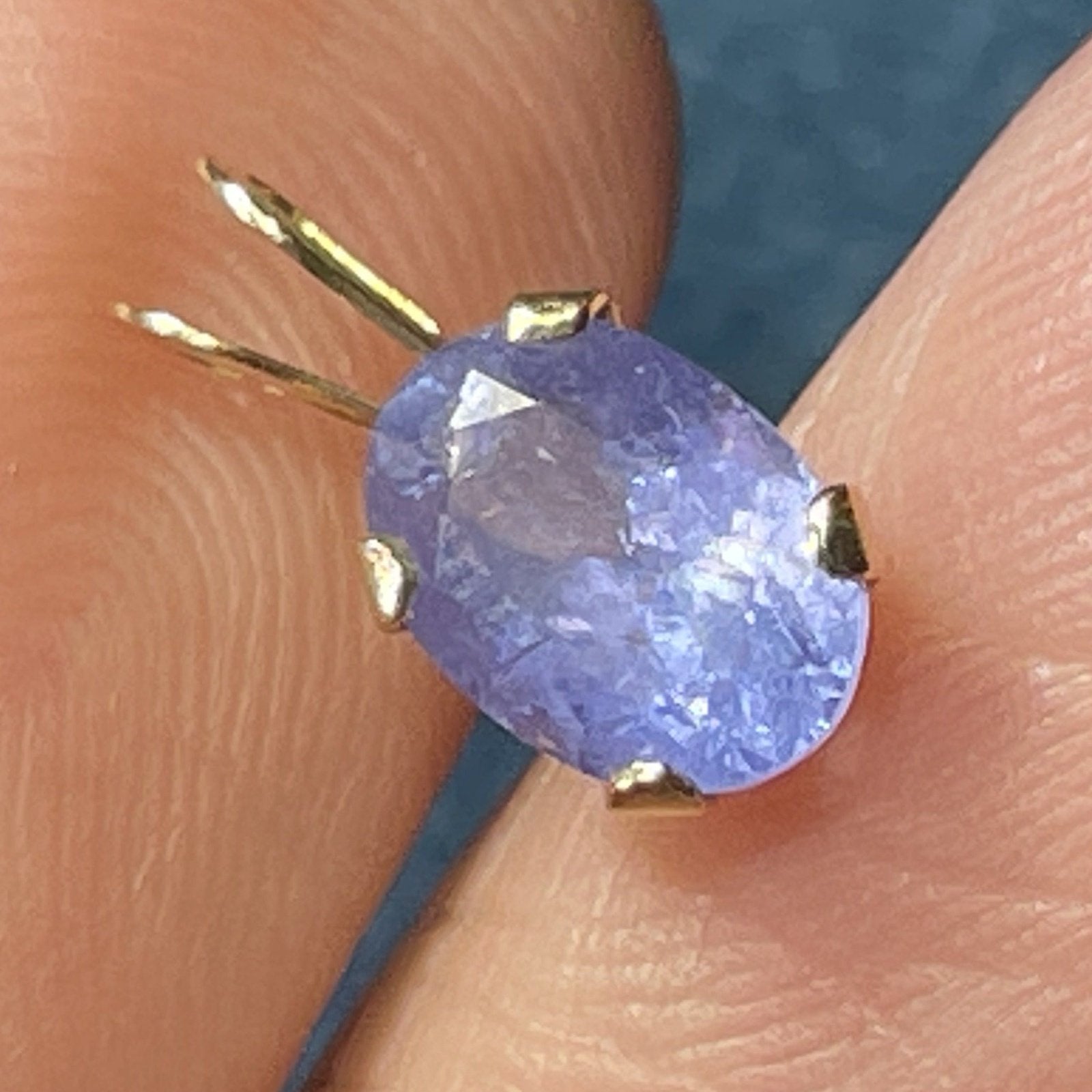 14k Yellow Gold Periwinkle Tanzanite Pendant. Small Oval