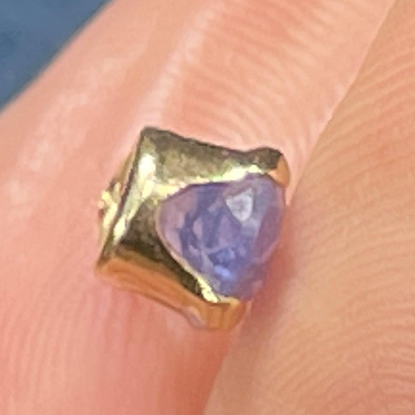 14k Yellow Gold Periwinkle Tanzanite Pendant. Small Oval