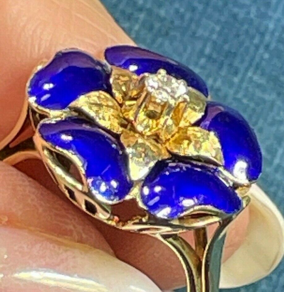 Royal blue sapphire engagement ring, gold nature inspired ring with diamonds  / Adonis | Eden Garden Jewelry™
