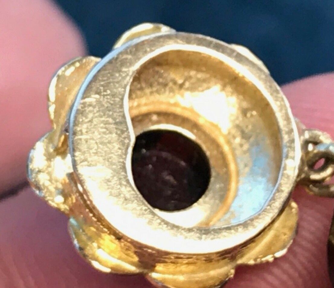 14k Yellow Gold Ruby Red Garnet Bracelet. Victorian Era. Heavy 26g-K5L9J