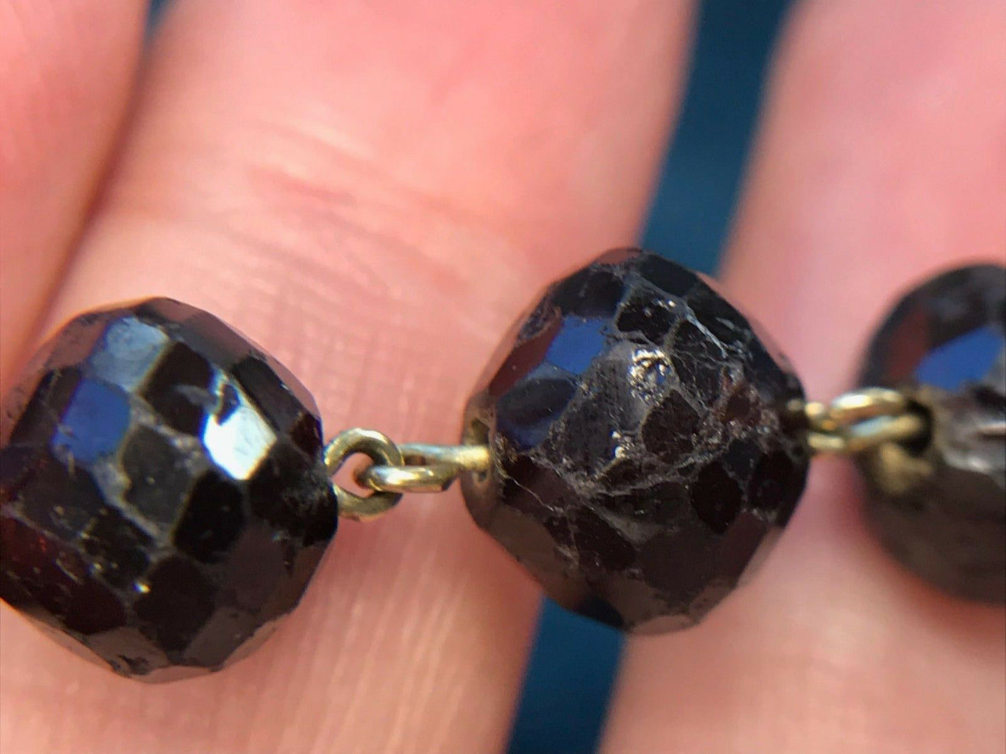 14k Yellow Gold Ruby Red Garnet Bracelet. Victorian Era. Heavy 26g-K5L9J