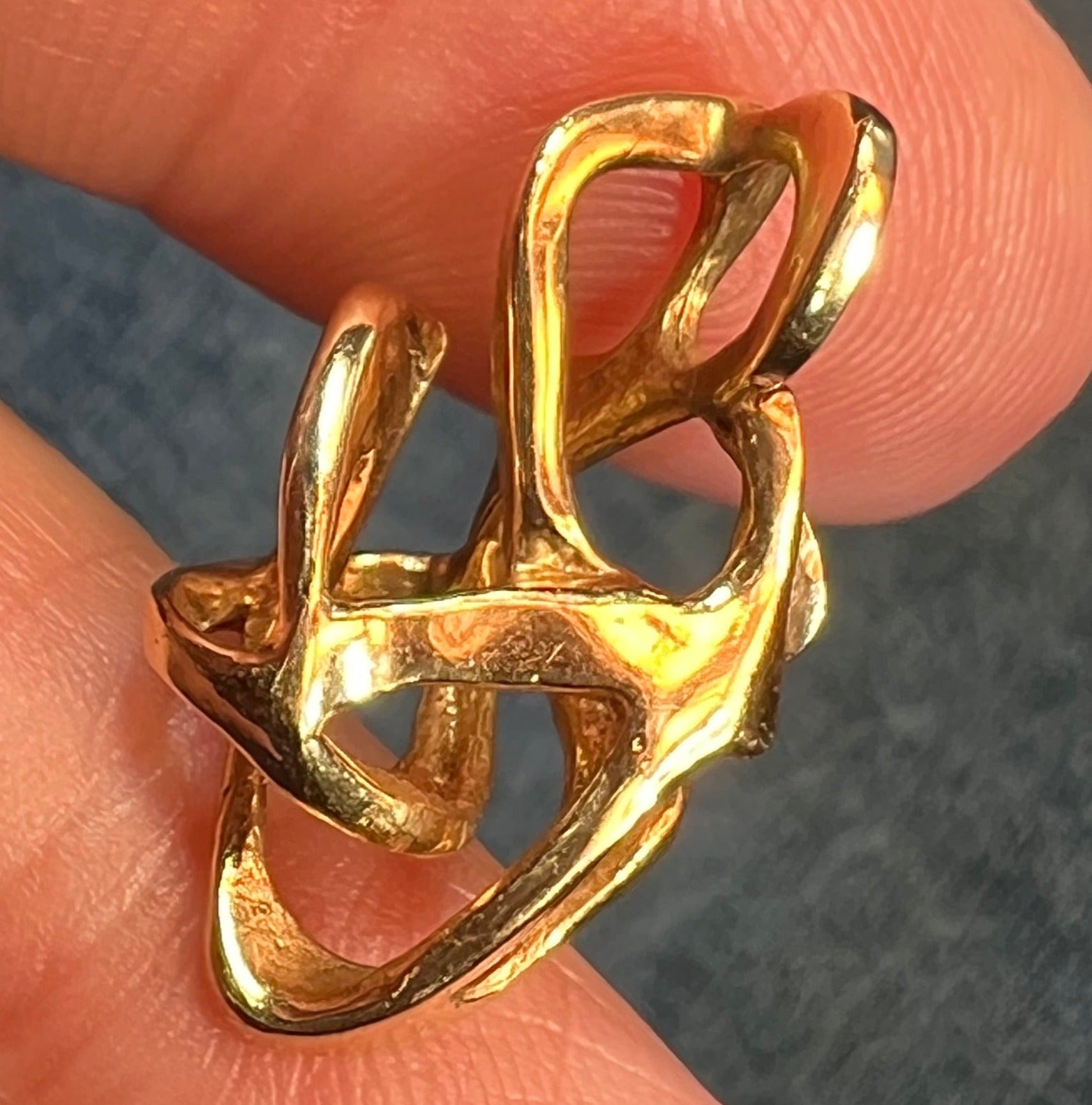 14k Yellow Gold Sculptural 3-D Knot Pendant. Designer **Video**