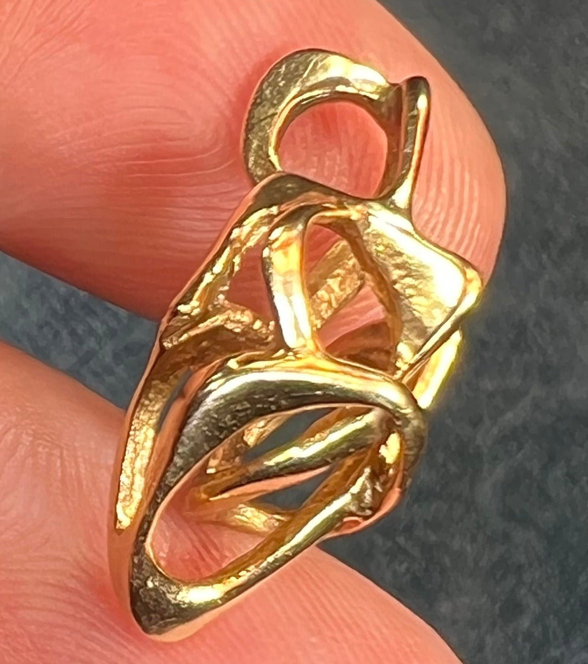 14k Yellow Gold Sculptural 3-D Knot Pendant. Designer **Video**