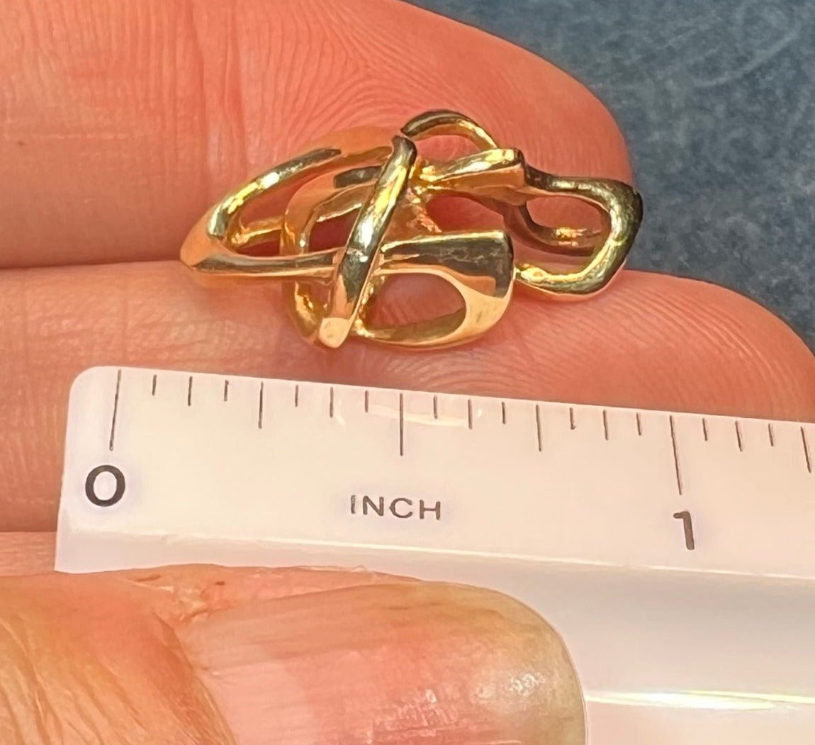 14k Yellow Gold Sculptural 3-D Knot Pendant. Designer **Video**