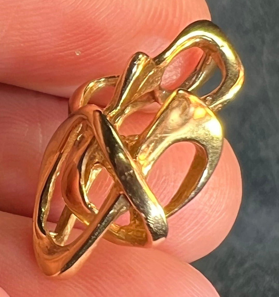 14k Yellow Gold Sculptural 3-D Knot Pendant. Designer **Video**