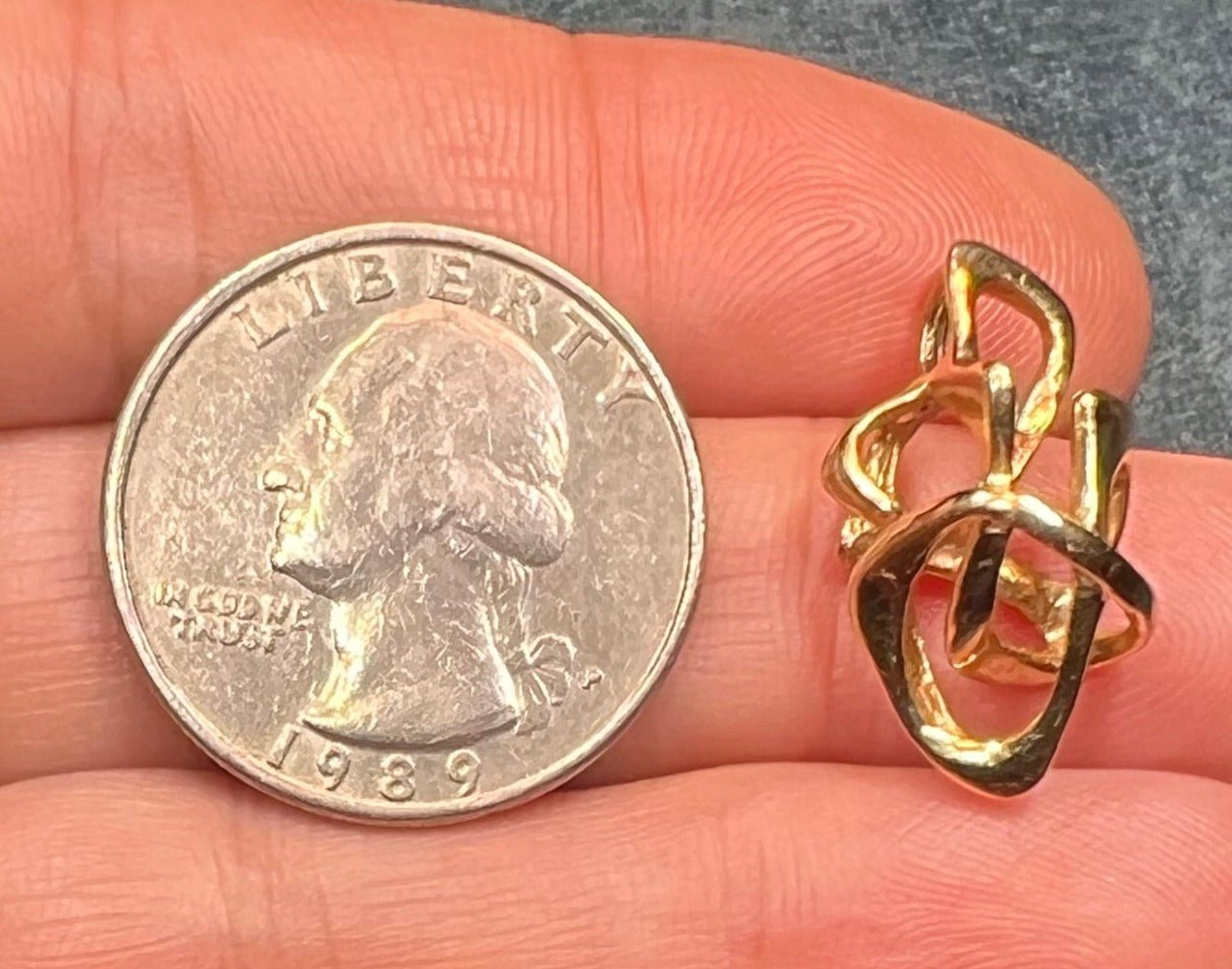 14k Yellow Gold Sculptural 3-D Knot Pendant. Designer **Video**
