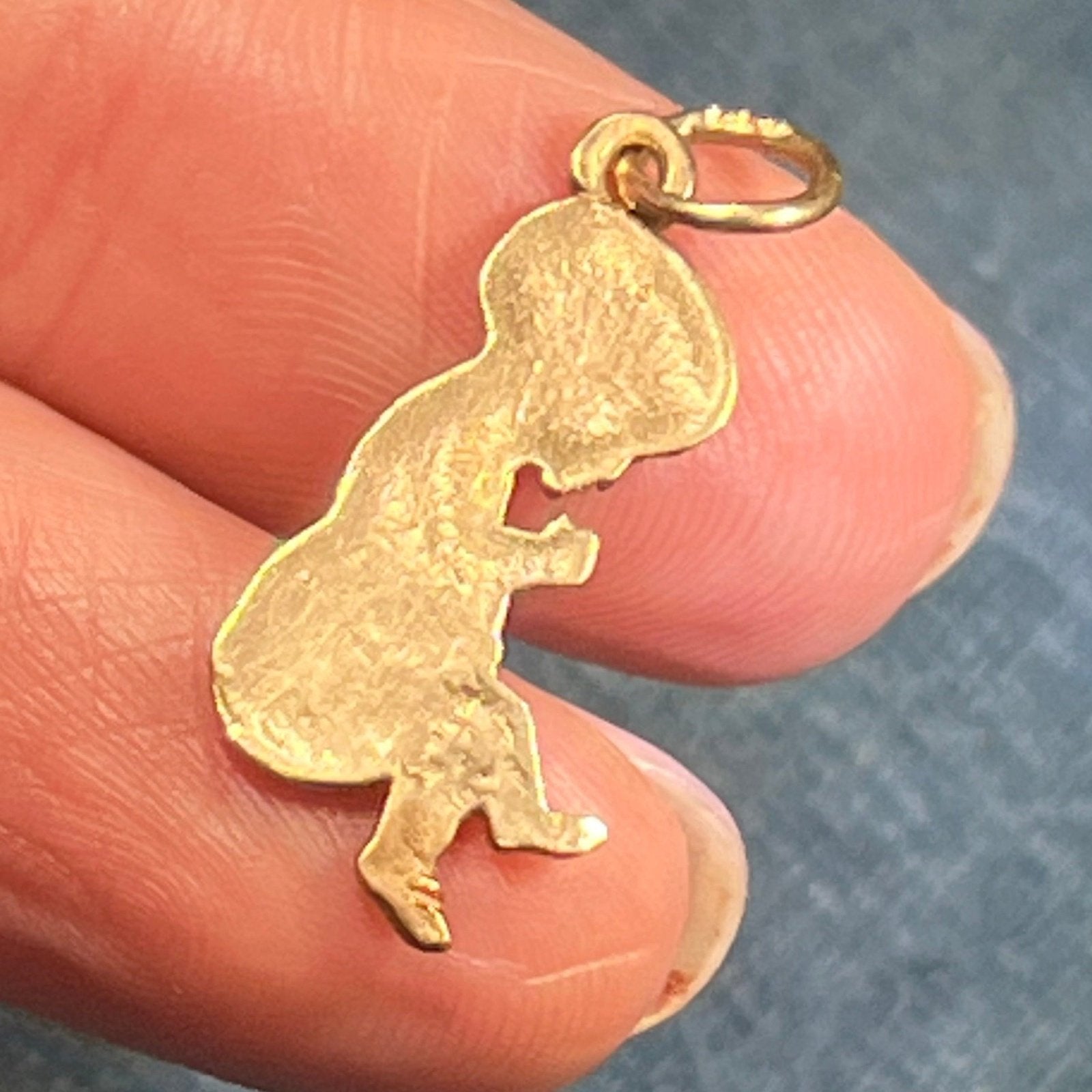14k Yellow Gold Sleeping Baby Infant Pendant. 1"