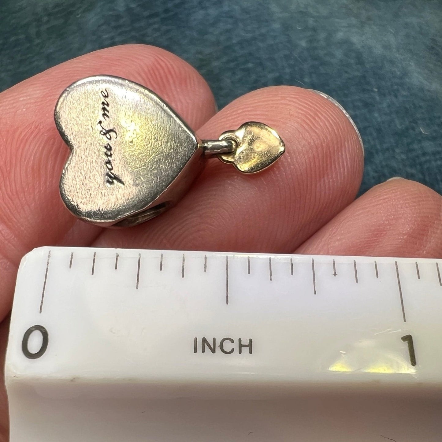 14k Yellow Gold + Sterling 2 Hearts Pendant. "you + me"