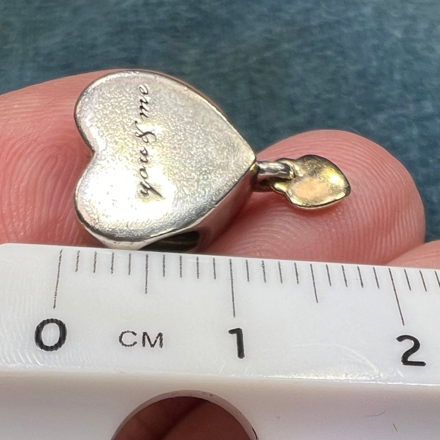 14k Yellow Gold + Sterling 2 Hearts Pendant. "you + me"