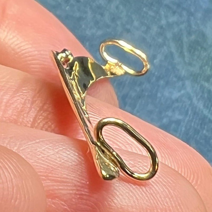 14k Yellow Gold Swimming SEAL Slide Pendant w Diamond. 1.9"