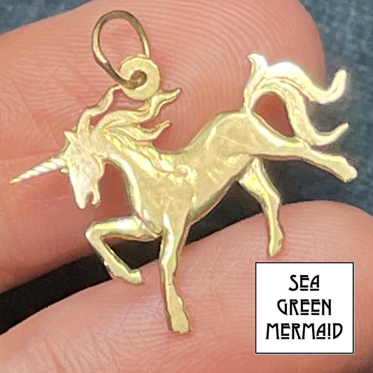 14k Yellow Gold UNICORN Pendant. Strong & Powerful