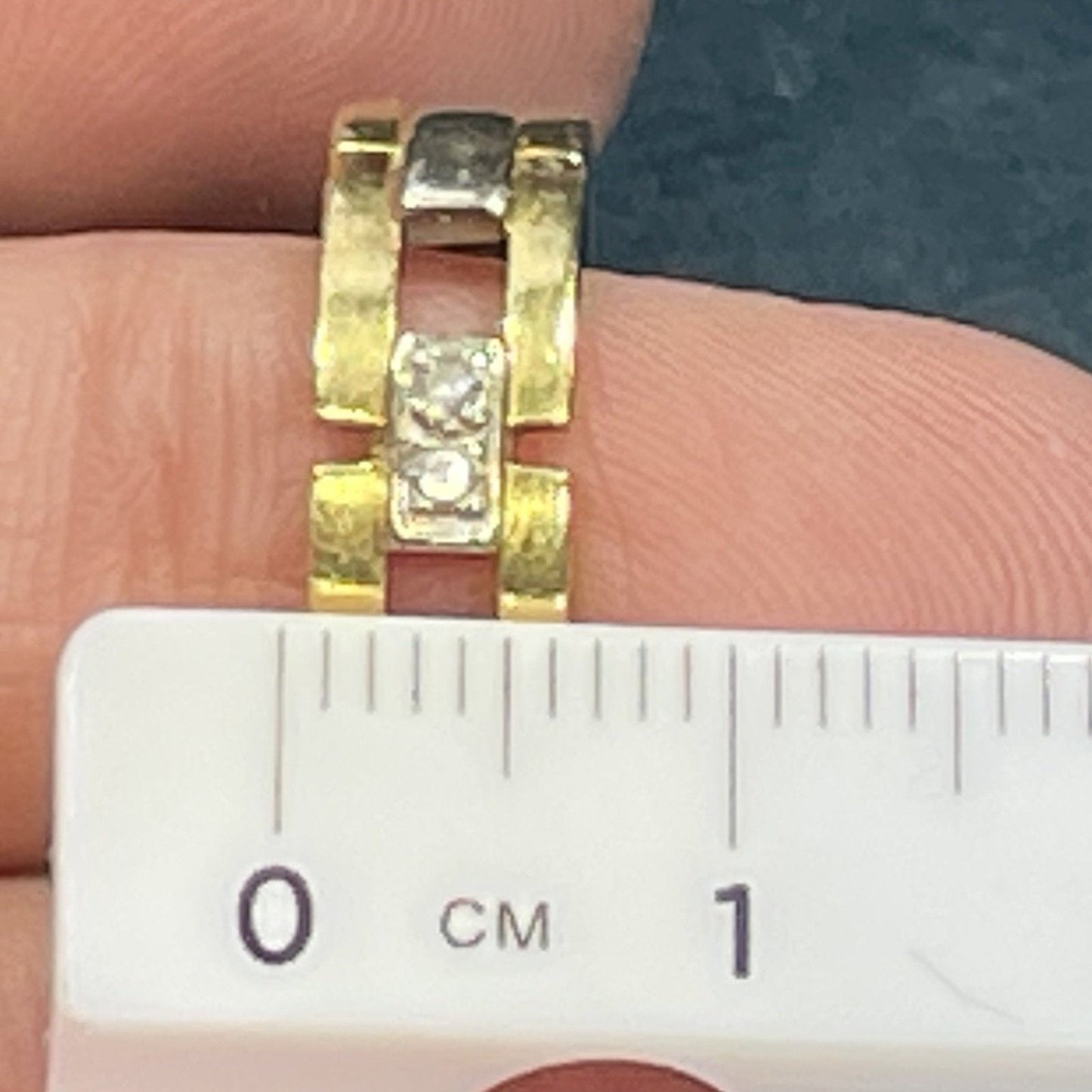 14k Yellow Gold Wide Band 0.25 TCW Diamond "Gate Post" Ring.