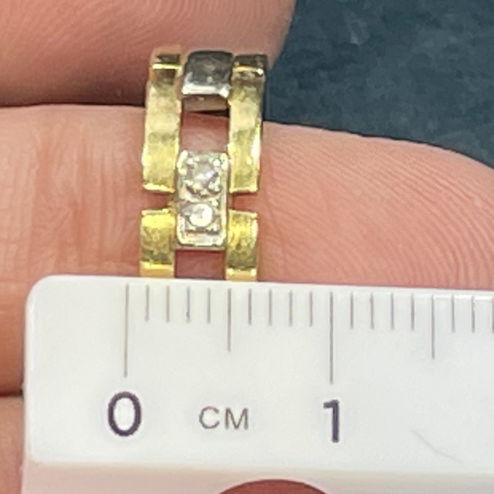 14k Yellow Gold Wide Band 0.25 TCW Diamond "Gate Post" Ring.