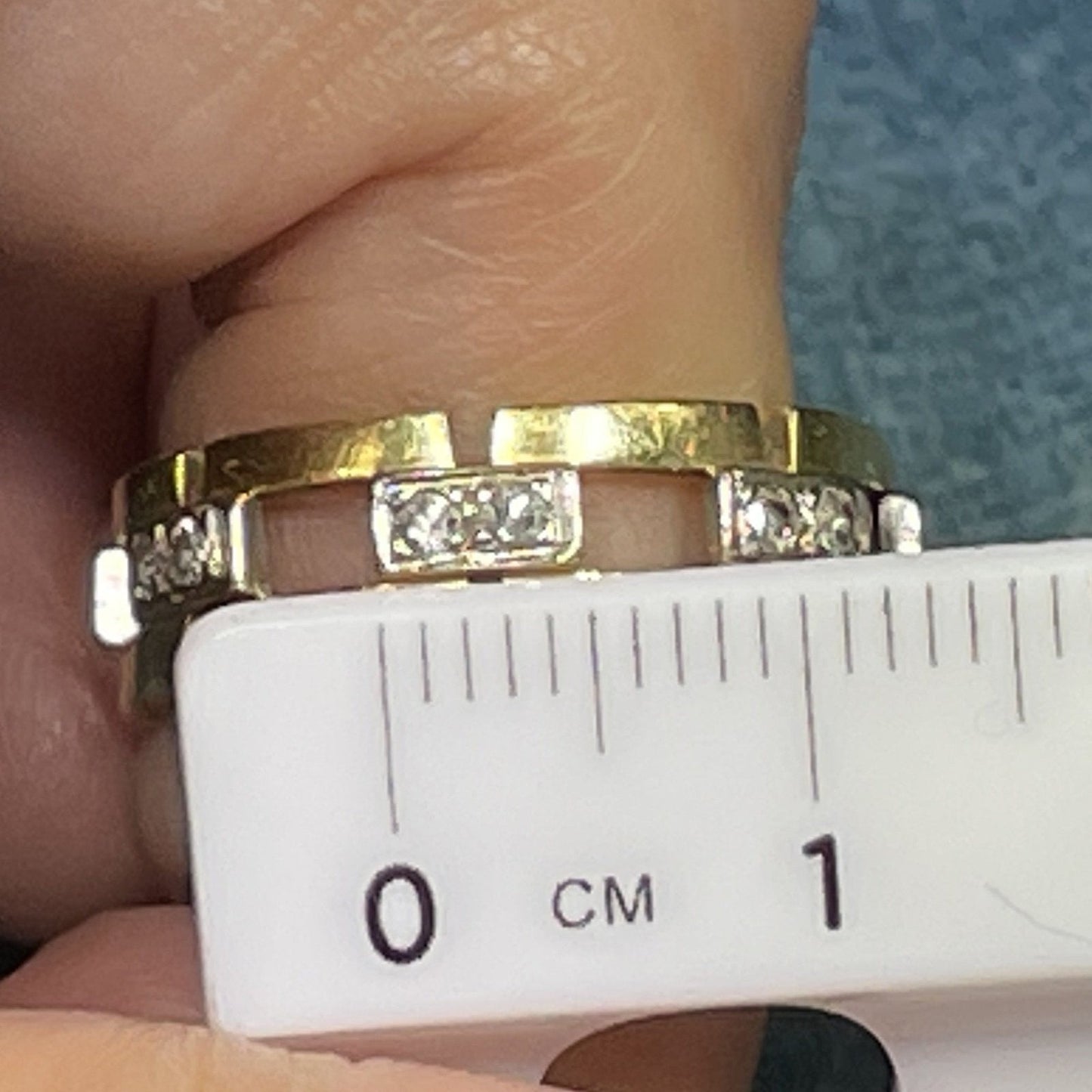 14k Yellow Gold Wide Band 0.25 TCW Diamond "Gate Post" Ring.