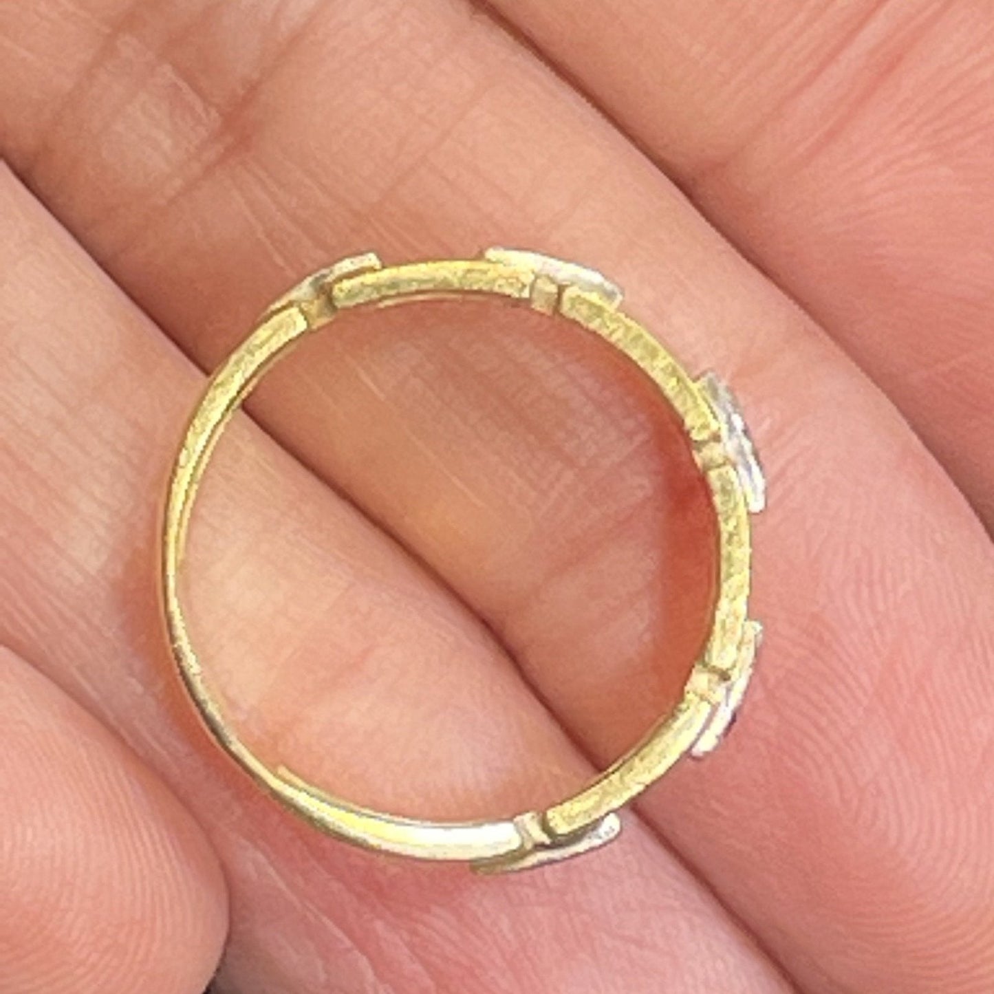 14k Yellow Gold Wide Band 0.25 TCW Diamond "Gate Post" Ring.