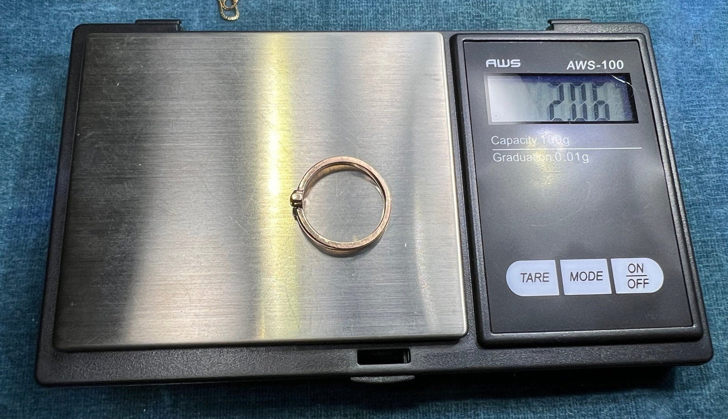 14k Yellow Rose Gold Skull Queen Ring w Black Diamond Crown. TINY