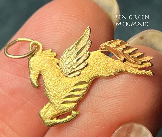 14k Yellow Rose + White Gold PEGASUS Pendant