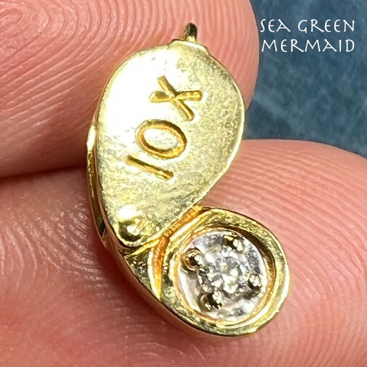 18k Yellow Gold Diamond JEWELERS LOUPE Pendant Charm. TINY!