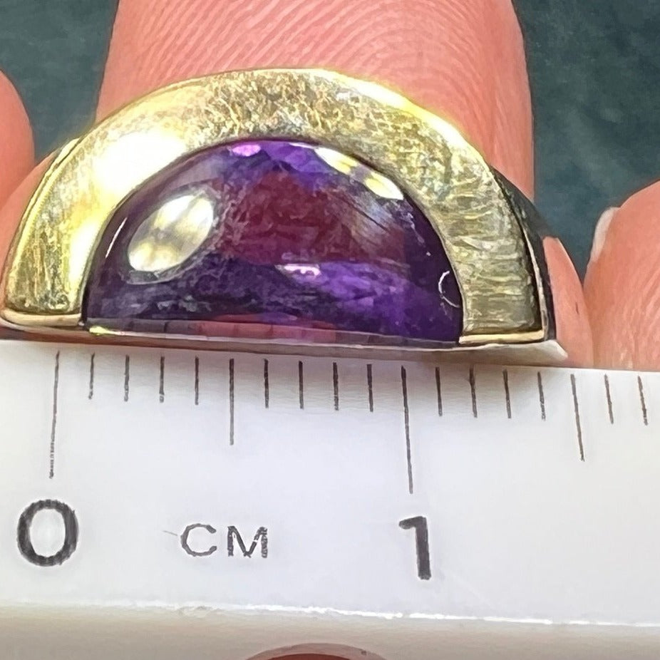 18k Yellow Gold and Silver MOVADO Amethyst Half Moon Ring