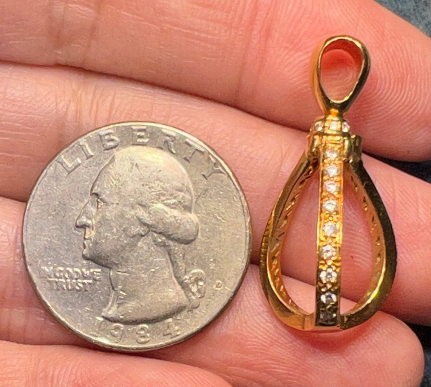 18k Gold Cage Pendant w Diamonds + Interchangeable Multi-Gems **VIDEO**