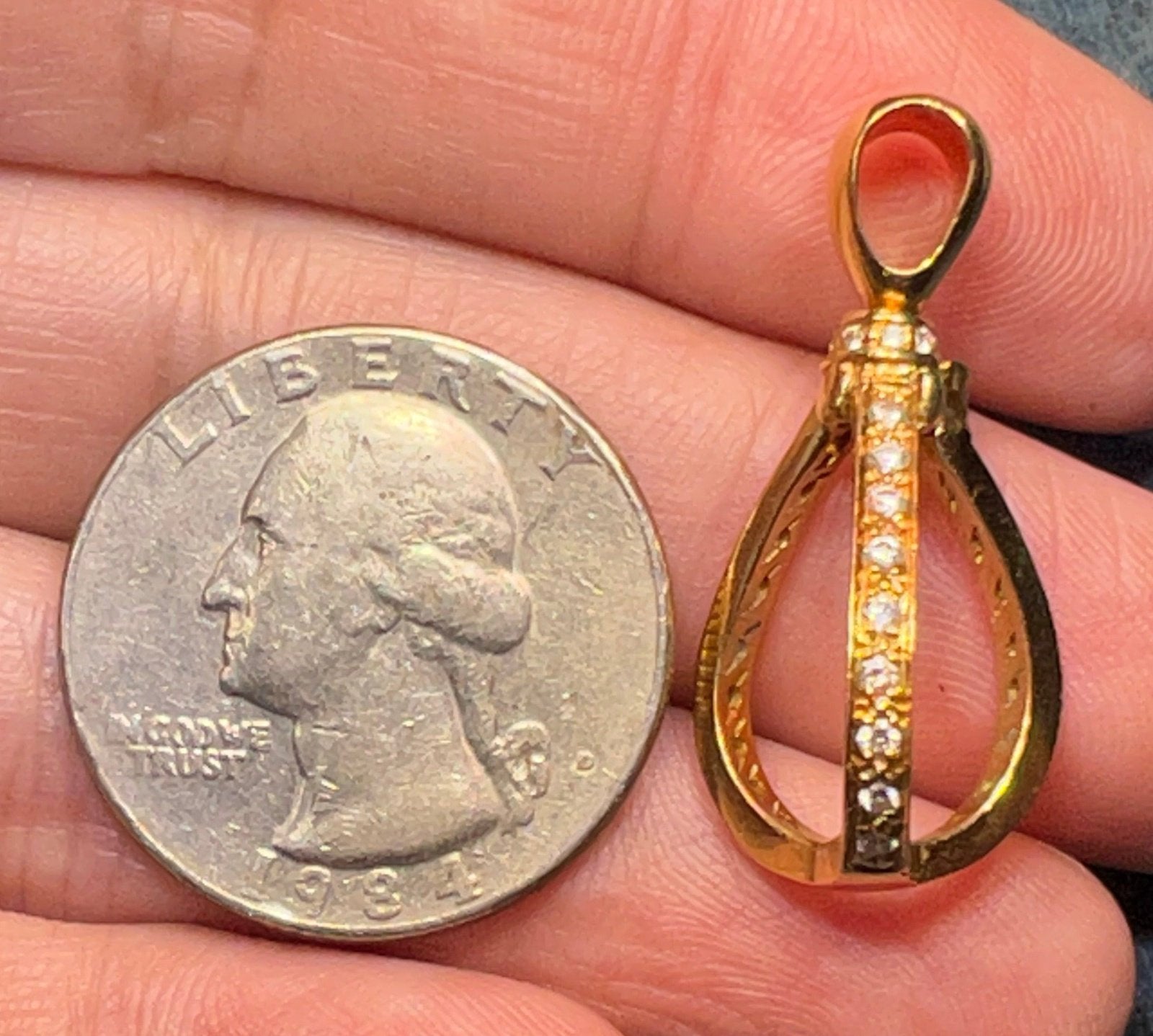 18k Gold Cage Pendant w Diamonds + Interchangeable Multi-Gems **VIDEO**